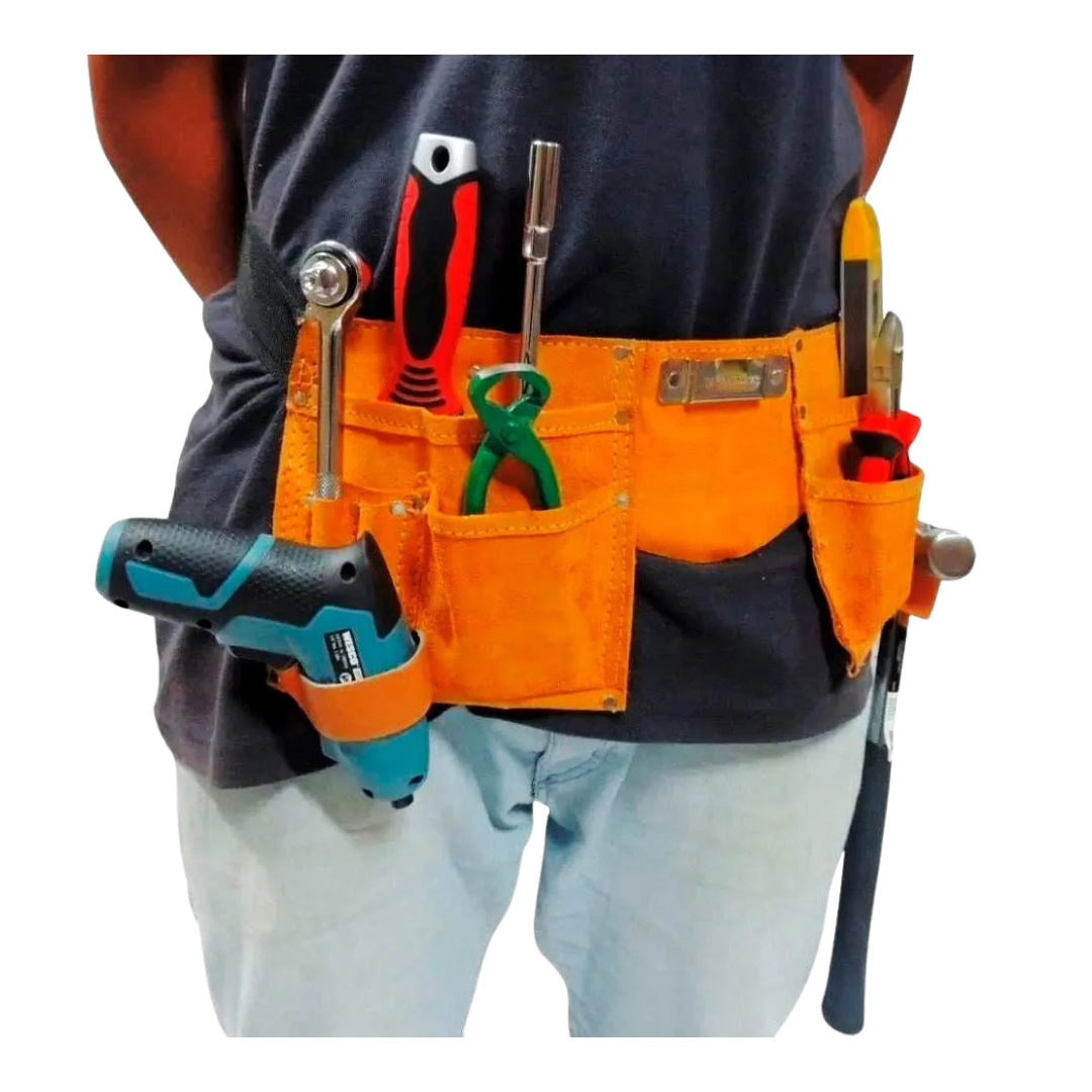 Cinto com 11 bolsos couro para ferramentas 