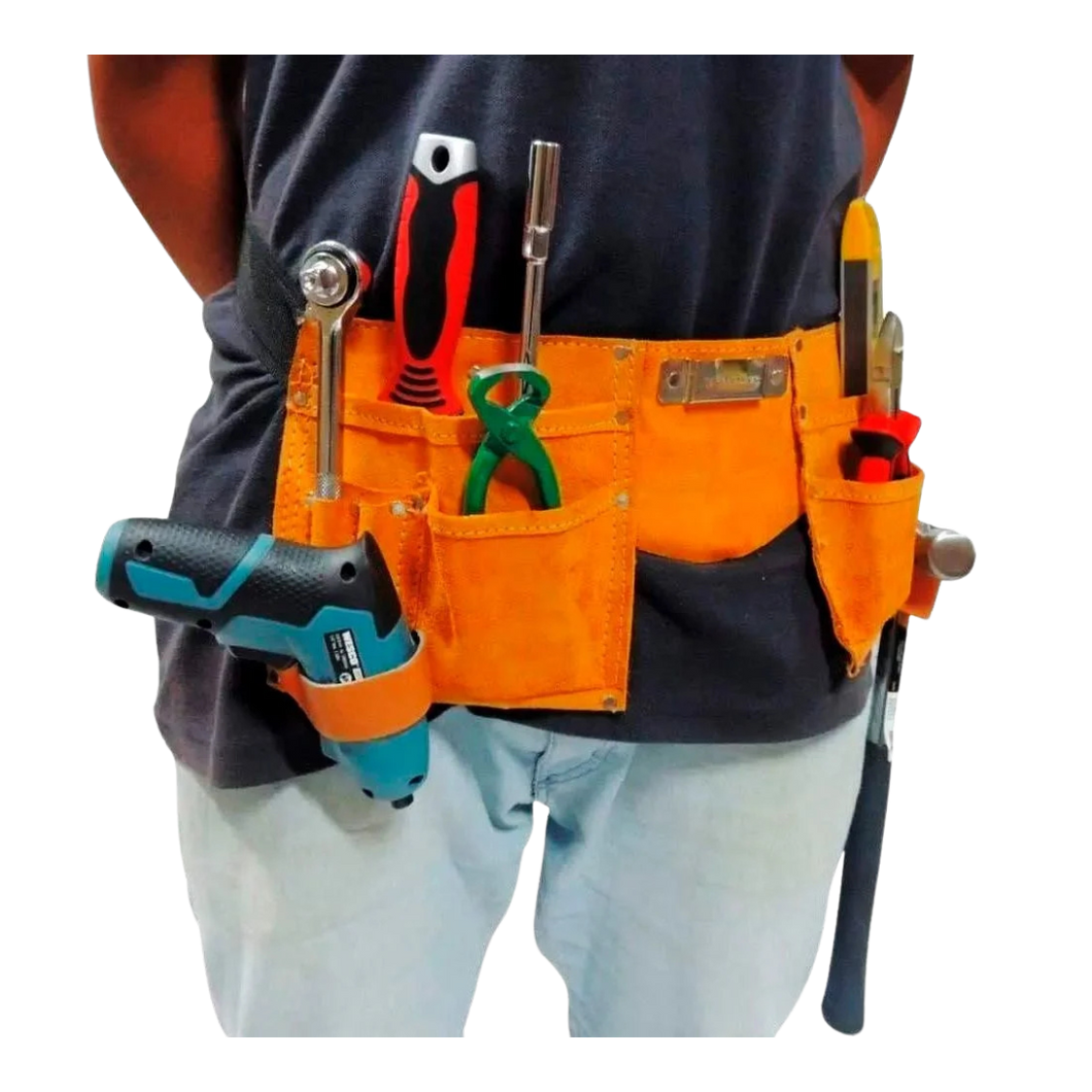 Cinto com 11 bolsos couro para ferramentas 